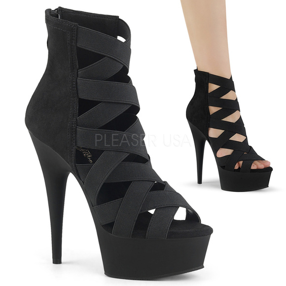 Shoes - Platform Criss Cross High Heel Ankle Boots